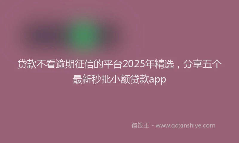 贷款不看逾期征信的平台2025年精选，分享五个最新秒批小额贷款app