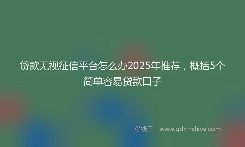 贷款无视征信平台怎么办2025年推荐，概括5个简单容易贷款口子