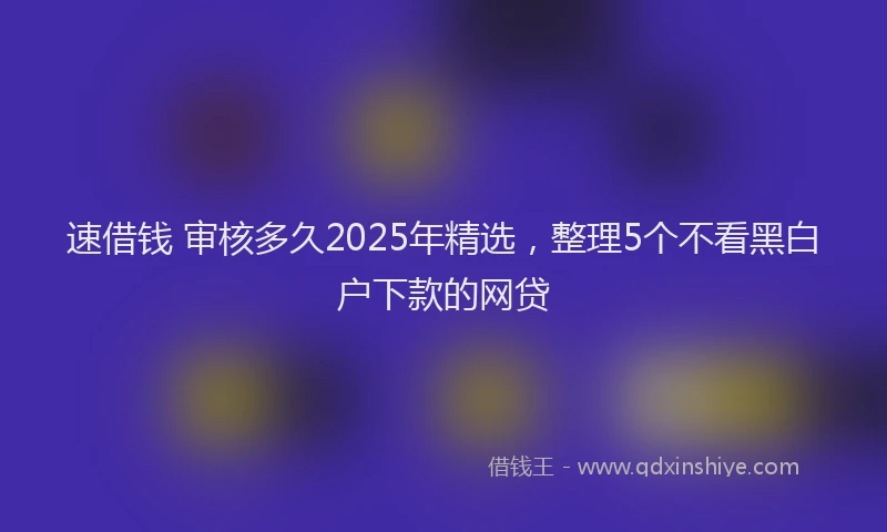 速借钱 审核多久2025年精选，整理5个不看黑白户下款的网贷