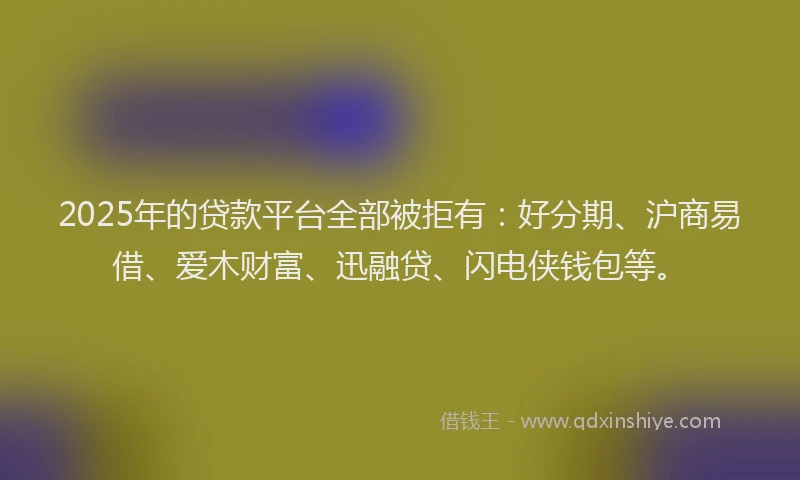 2025年的贷款平台全部被拒有：好分期、沪商易借、爱木财富、迅融贷、闪电侠钱包等。