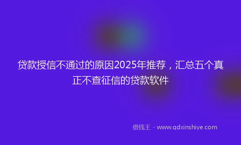 贷款授信不通过的原因2025年推荐，汇总五个真正不查征信的贷款软件