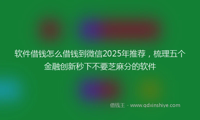 软件借钱怎么借钱到微信2025年推荐，梳理五个金融创新秒下不要芝麻分的软件