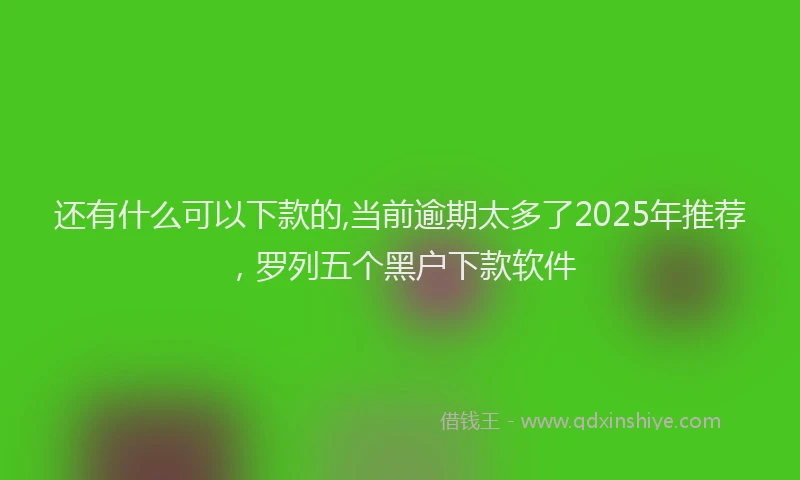还有什么可以下款的,当前逾期太多了2025年推荐，罗列五个黑户下款软件