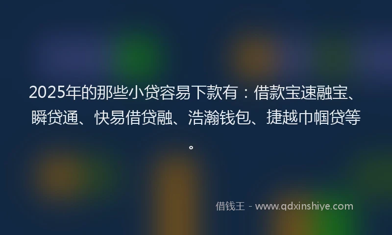 2025年的那些小贷容易下款有：借款宝速融宝、瞬贷通、快易借贷融、浩瀚钱包、捷越巾帼贷等。