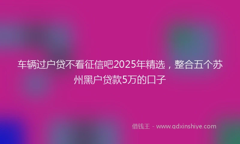 车辆过户贷不看征信吧2025年精选，整合五个苏州黑户贷款5万的口子