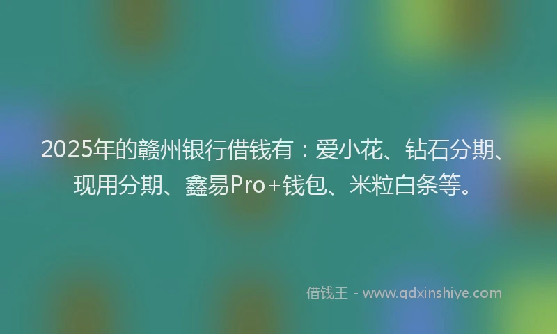 2025年的赣州银行借钱有：爱小花、钻石分期、现用分期、鑫易Pro+钱包、米粒白条等。