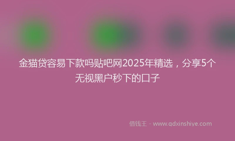 金猫贷容易下款吗贴吧网2025年精选，分享5个无视黑户秒下的口子