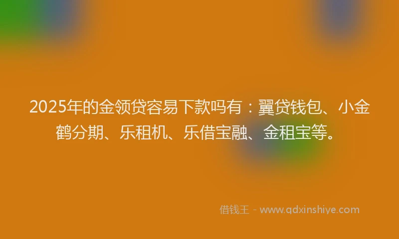 2025年的金领贷容易下款吗有：翼贷钱包、小金鹤分期、乐租机、乐借宝融、金租宝等。