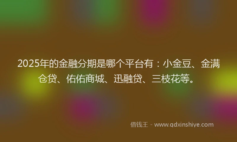 2025年的金融分期是哪个平台有：小金豆、金满仓贷、佑佑商城、迅融贷、三枝花等。