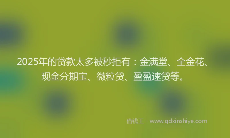 2025年的贷款太多被秒拒有：金满堂、全金花、现金分期宝、微粒贷、盈盈速贷等。