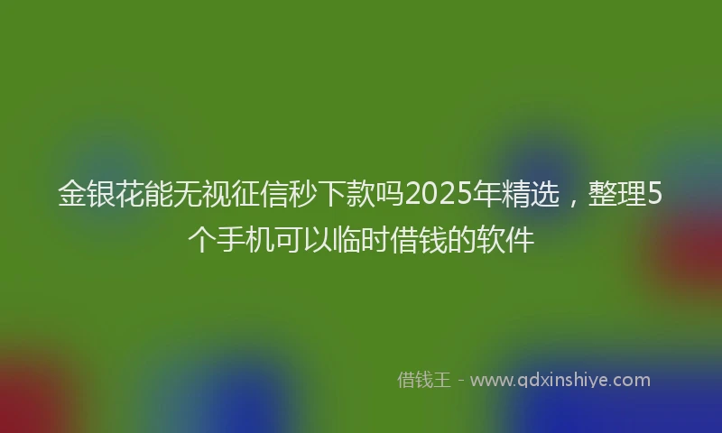 金银花能无视征信秒下款吗2025年精选，整理5个手机可以临时借钱的软件