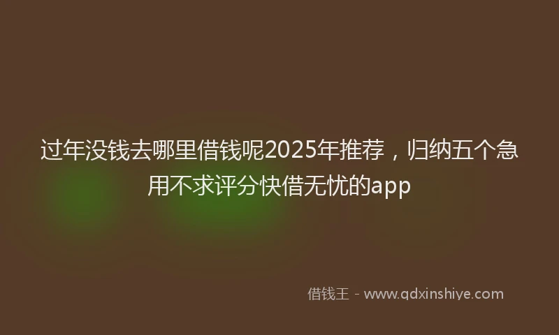 过年没钱去哪里借钱呢2025年推荐，归纳五个急用不求评分快借无忧的app