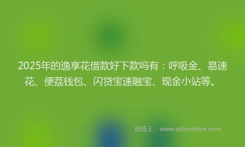 2025年的逸享花借款好下款吗有：呼吸金、易速花、便荔钱包、闪贷宝速融宝、现金小站等。