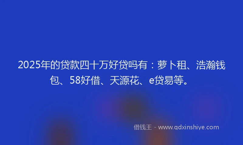 2025年的贷款四十万好贷吗有：萝卜租、浩瀚钱包、58好借、天源花、e贷易等。