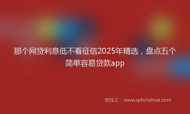 那个网贷利息低不看征信2025年精选，盘点五个简单容易贷款app