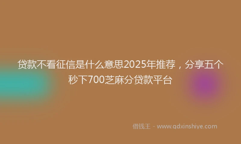 贷款不看征信是什么意思2025年推荐，分享五个秒下700芝麻分贷款平台