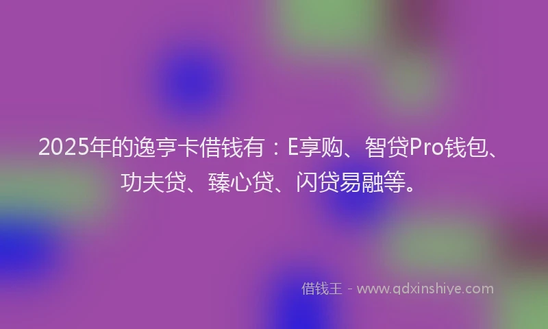 2025年的逸亨卡借钱有：E享购、智贷Pro钱包、功夫贷、臻心贷、闪贷易融等。