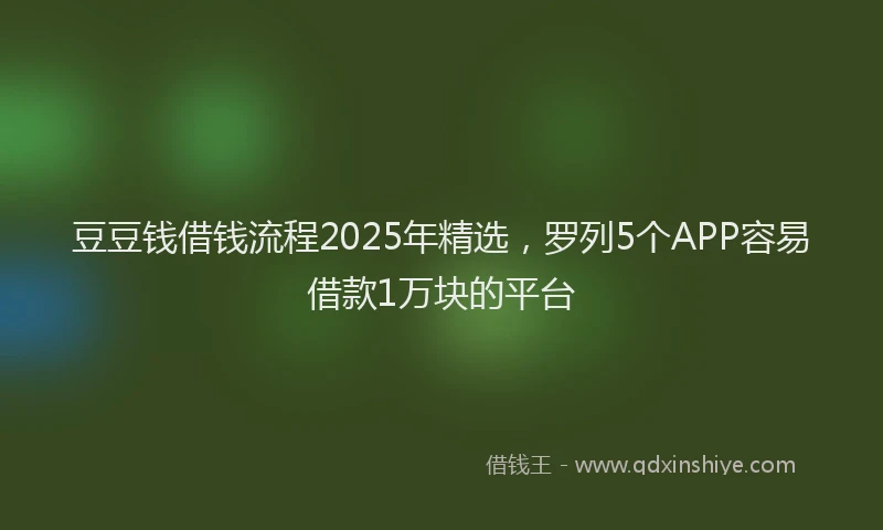 豆豆钱借钱流程2025年精选，罗列5个APP容易借款1万块的平台