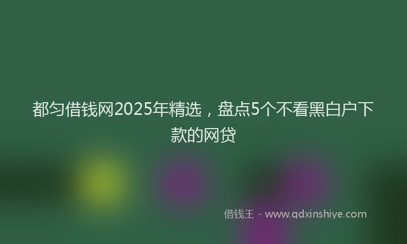 都匀借钱网2025年精选，盘点5个不看黑白户下款的网贷