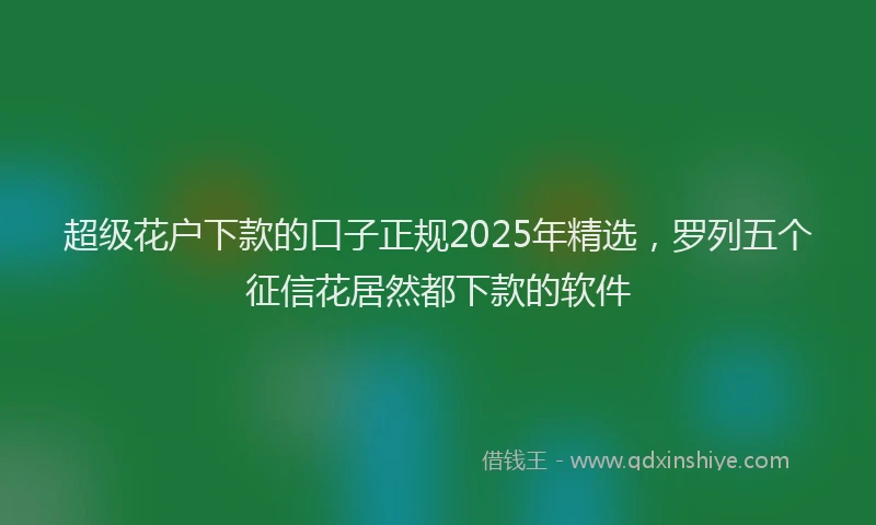 超级花户下款的口子正规2025年精选，罗列五个征信花居然都下款的软件