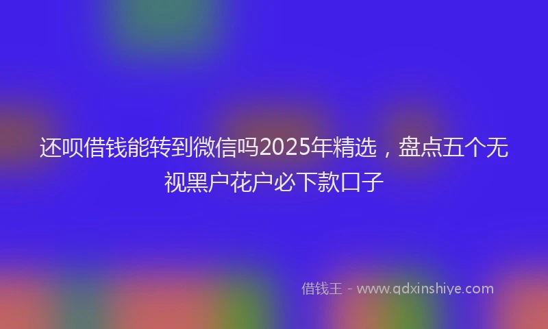 还呗借钱能转到微信吗2025年精选，盘点五个无视黑户花户必下款口子
