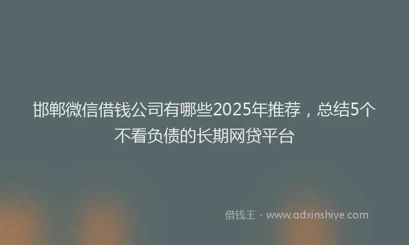 邯郸微信借钱公司有哪些2025年推荐，总结5个不看负债的长期网贷平台