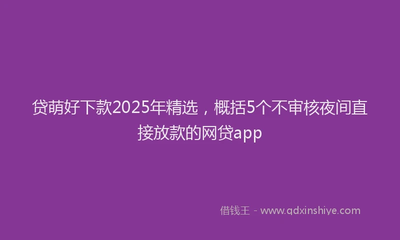 贷萌好下款2025年精选，概括5个不审核夜间直接放款的网贷app