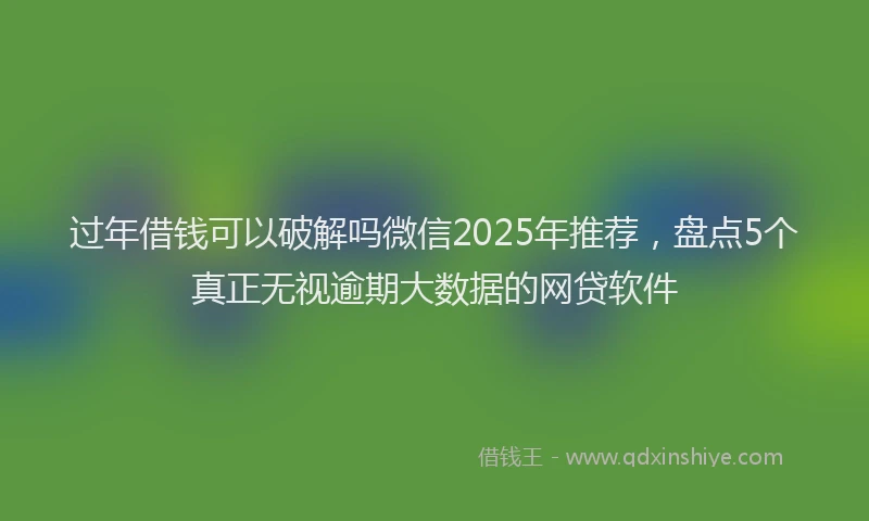 过年借钱可以破解吗微信2025年推荐，盘点5个真正无视逾期大数据的网贷软件