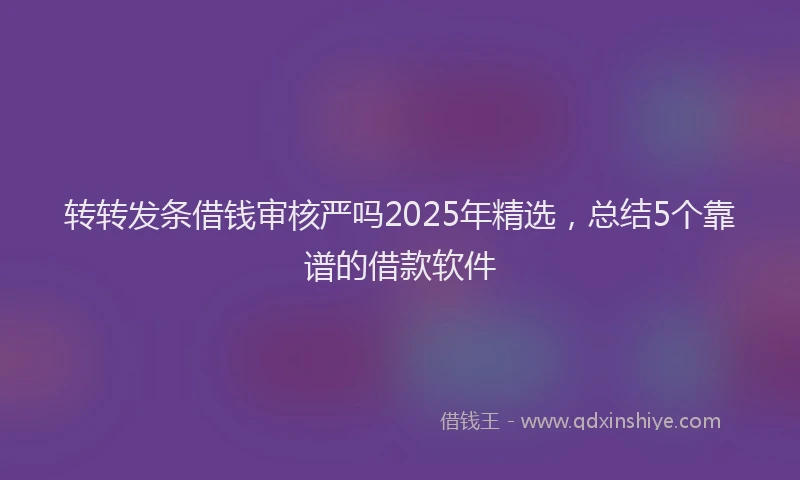 转转发条借钱审核严吗2025年精选，总结5个靠谱的借款软件