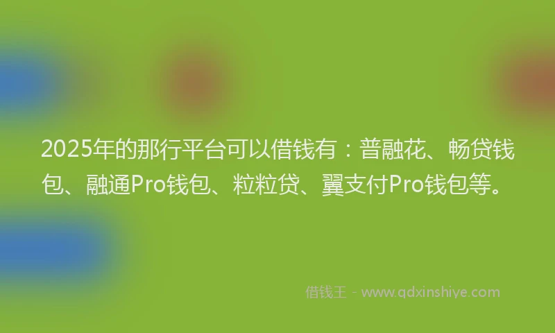 2025年的那行平台可以借钱有：普融花、畅贷钱包、融通Pro钱包、粒粒贷、翼支付Pro钱包等。