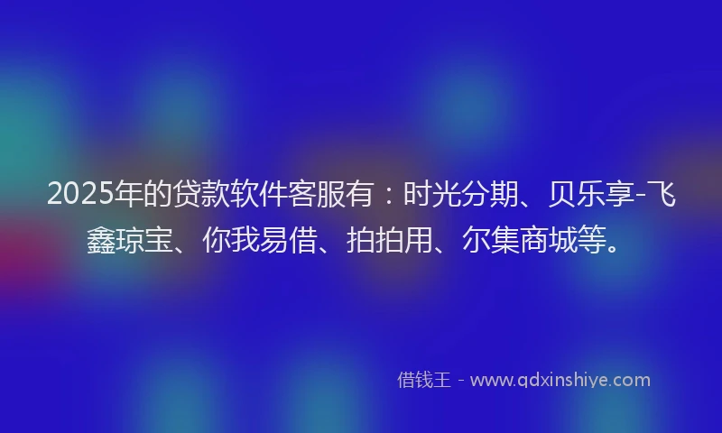 2025年的贷款软件客服有：时光分期、贝乐享-飞鑫琼宝、你我易借、拍拍用、尔集商城等。