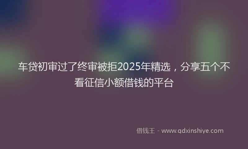 车贷初审过了终审被拒2025年精选，分享五个不看征信小额借钱的平台