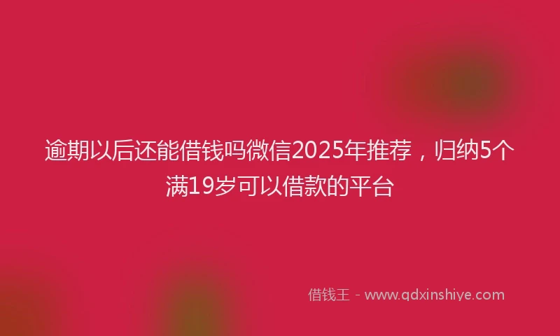 逾期以后还能借钱吗微信2025年推荐，归纳5个满19岁可以借款的平台