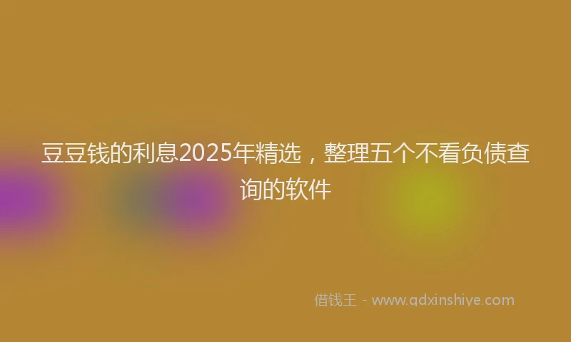 豆豆钱的利息2025年精选，整理五个不看负债查询的软件