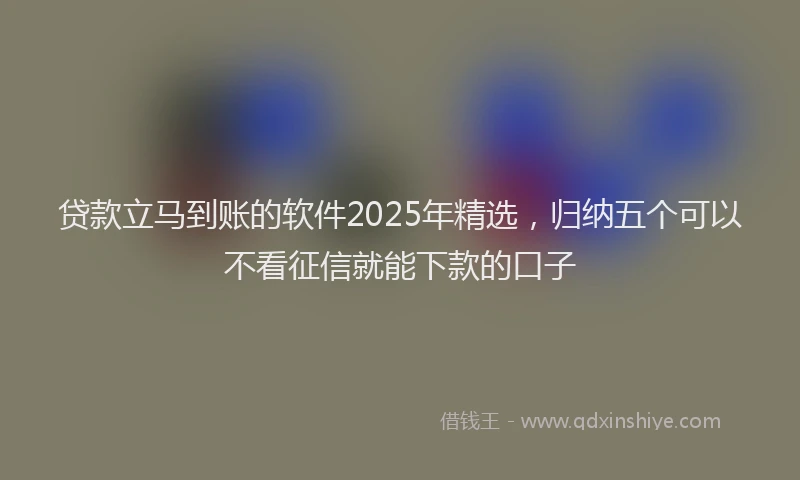 贷款立马到账的软件2025年精选，归纳五个可以不看征信就能下款的口子