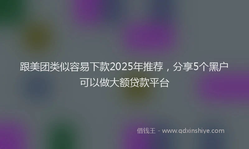 跟美团类似容易下款2025年推荐，分享5个黑户可以做大额贷款平台