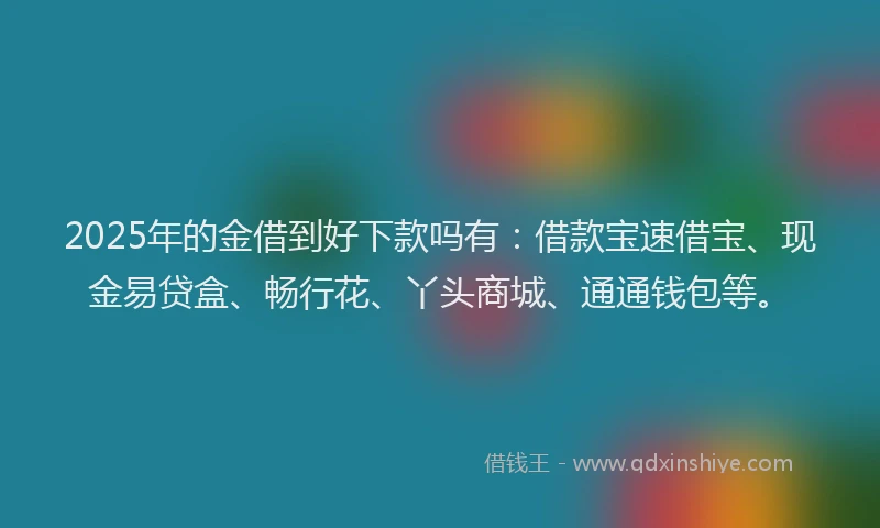 2025年的金借到好下款吗有：借款宝速借宝、现金易贷盒、畅行花、丫头商城、通通钱包等。