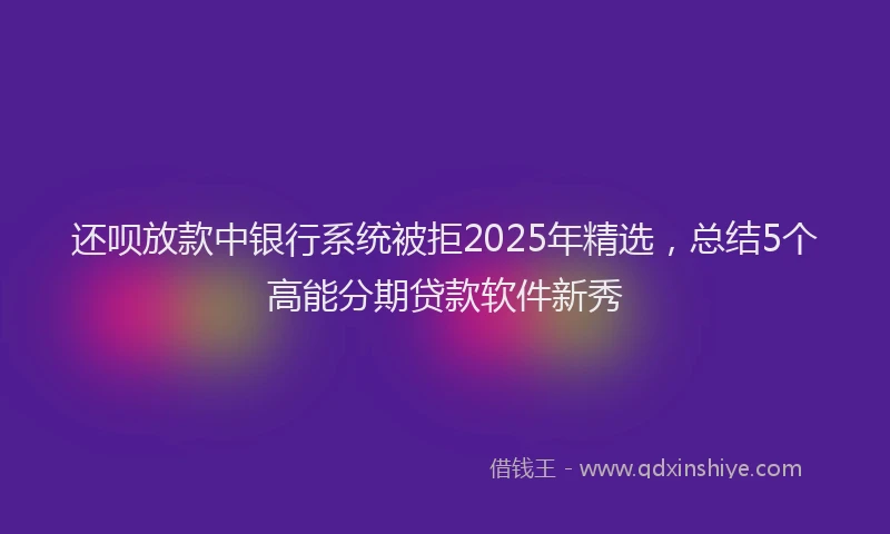 还呗放款中银行系统被拒2025年精选，总结5个高能分期贷款软件新秀
