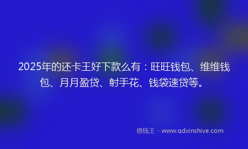 2025年的还卡王好下款么有：旺旺钱包、维维钱包、月月盈贷、射手花、钱袋速贷等。