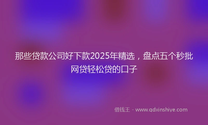 那些贷款公司好下款2025年精选，盘点五个秒批网贷轻松贷的口子