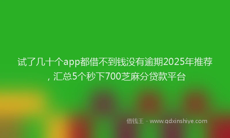 试了几十个app都借不到钱没有逾期2025年推荐，汇总5个秒下700芝麻分贷款平台