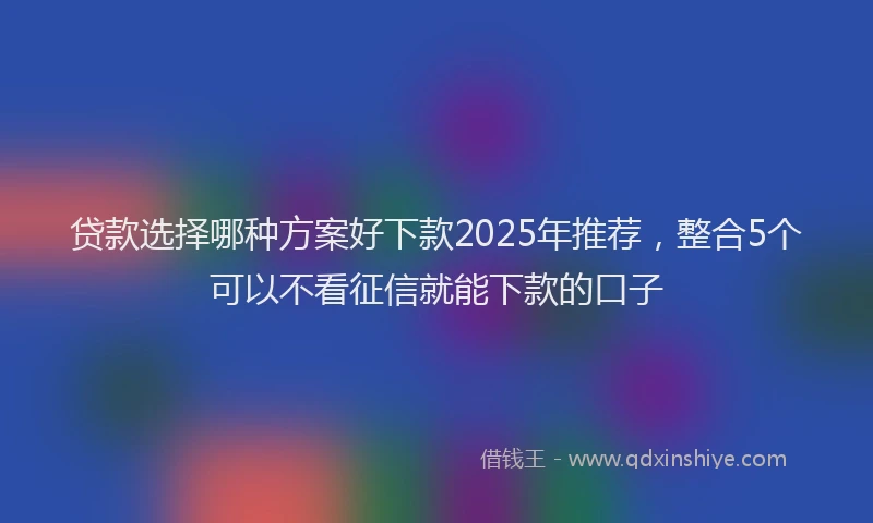 贷款选择哪种方案好下款2025年推荐，整合5个可以不看征信就能下款的口子