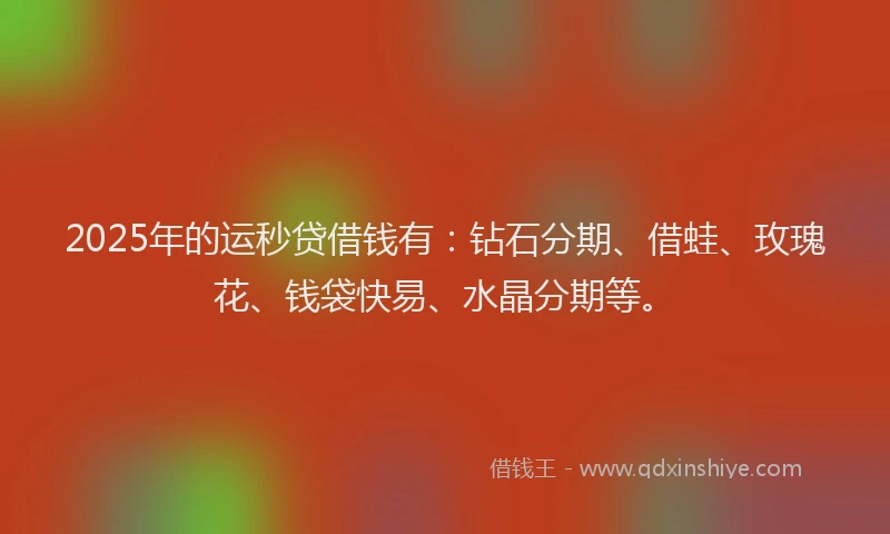 2025年的运秒贷借钱有：钻石分期、借蛙、玫瑰花、钱袋快易、水晶分期等。