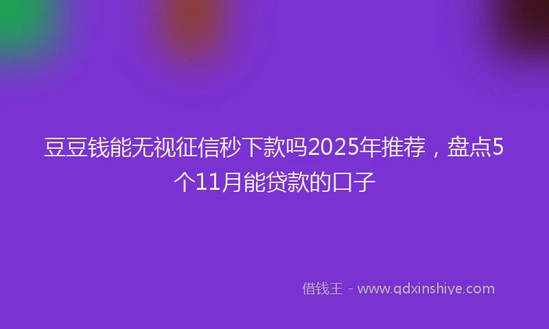 豆豆钱能无视征信秒下款吗2025年推荐，盘点5个11月能贷款的口子