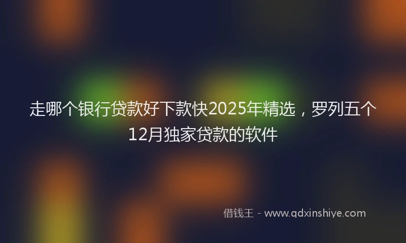 走哪个银行贷款好下款快2025年精选，罗列五个12月独家贷款的软件