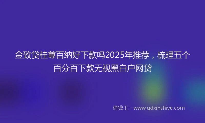 金致贷桂尊百纳好下款吗2025年推荐，梳理五个百分百下款无视黑白户网贷