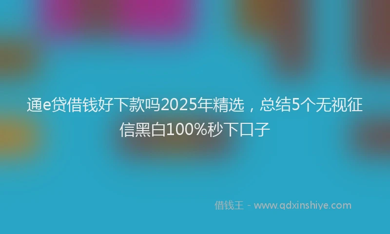 通e贷借钱好下款吗2025年精选，总结5个无视征信黑白100%秒下口子