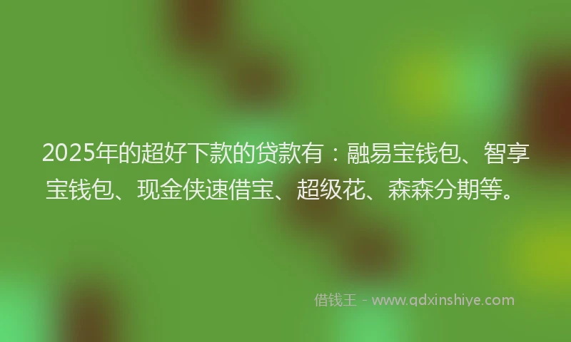 2025年的超好下款的贷款有：融易宝钱包、智享宝钱包、现金侠速借宝、超级花、森森分期等。
