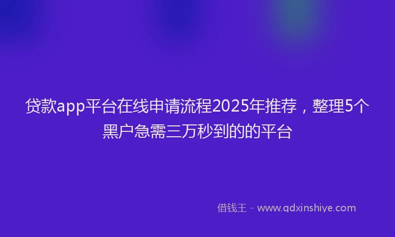 贷款app平台在线申请流程2025年推荐，整理5个黑户急需三万秒到的的平台