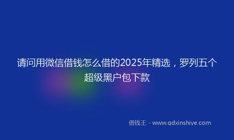 请问用微信借钱怎么借的2025年精选，罗列五个超级黑户包下款